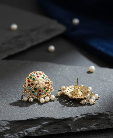 Multi Jadau Pearl Earrings